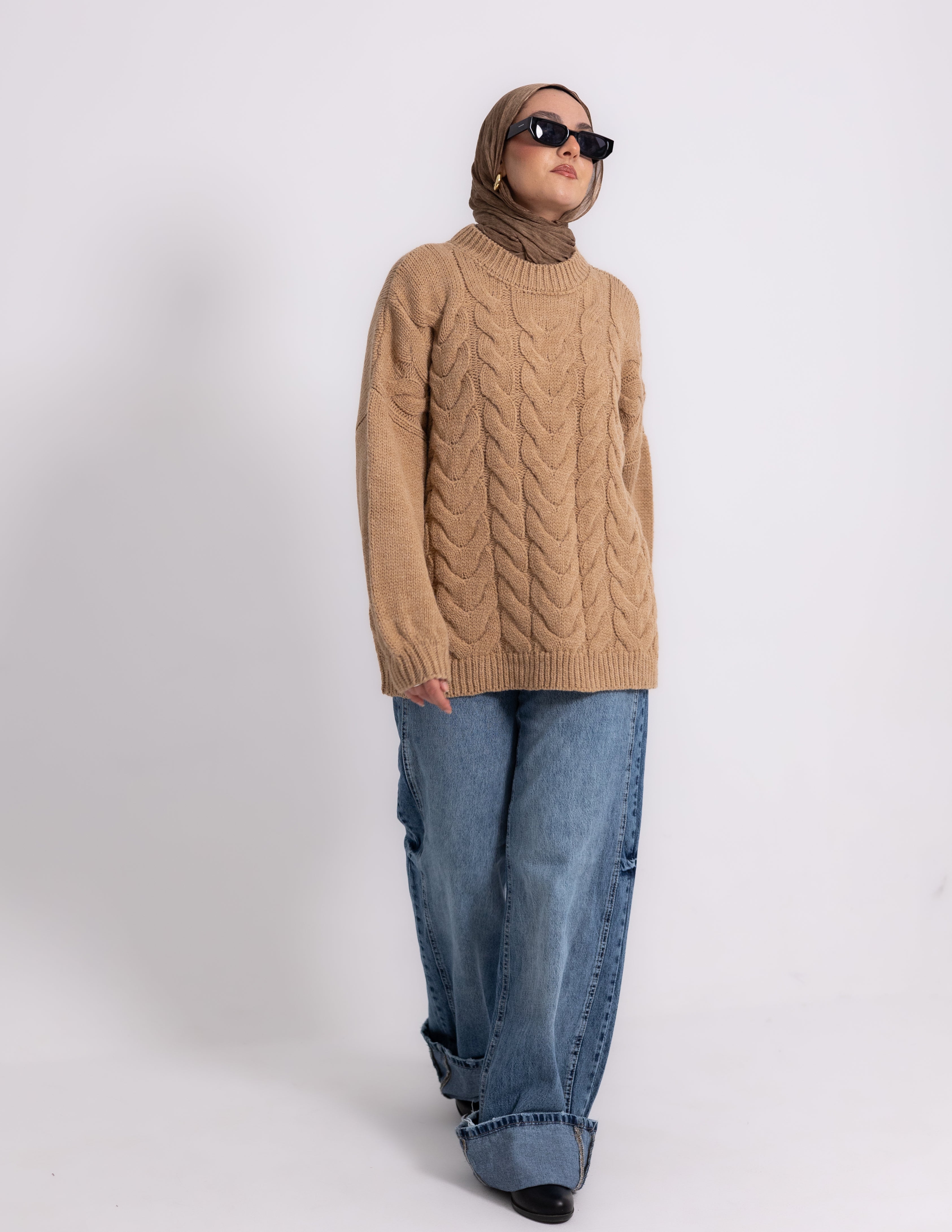 Braided Knyt Pullover — Camel