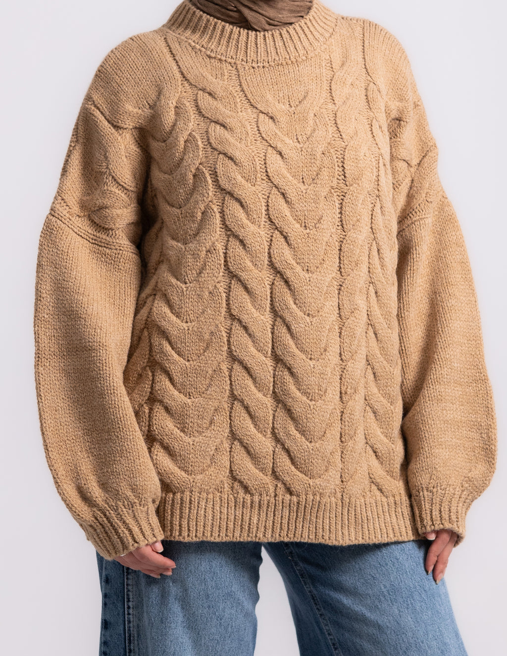 Braided Knyt Pullover — Camel