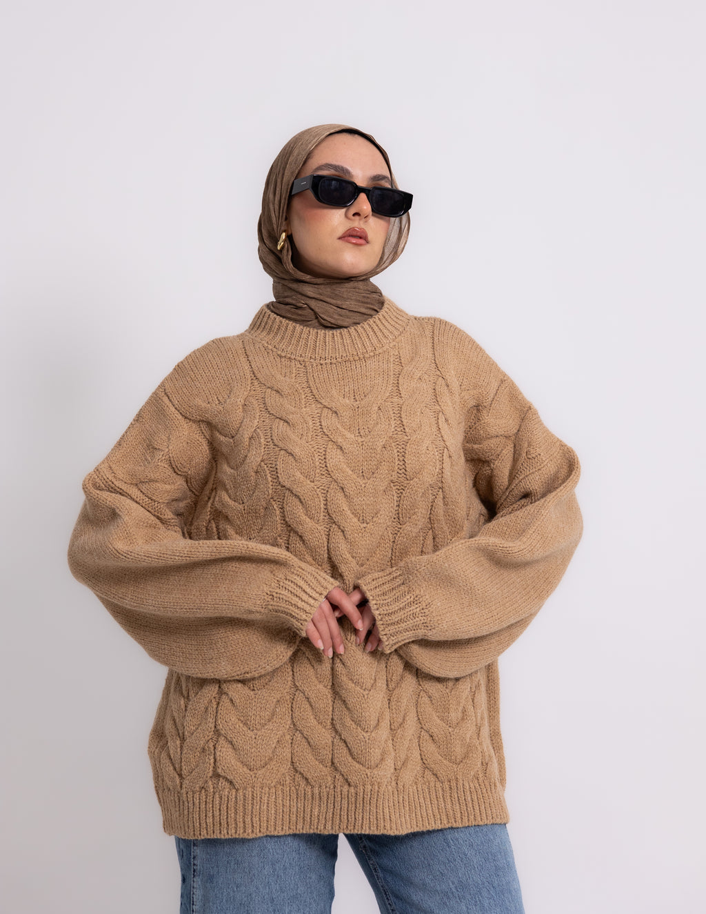 Braided Knyt Pullover — Camel