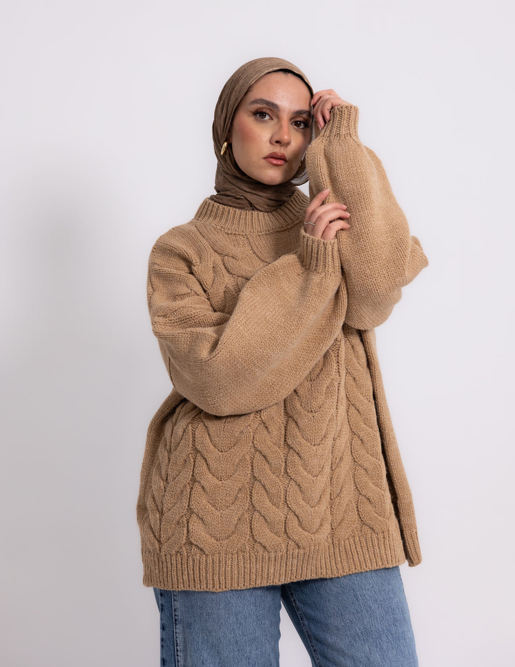 Braided Knyt Pullover — Camel