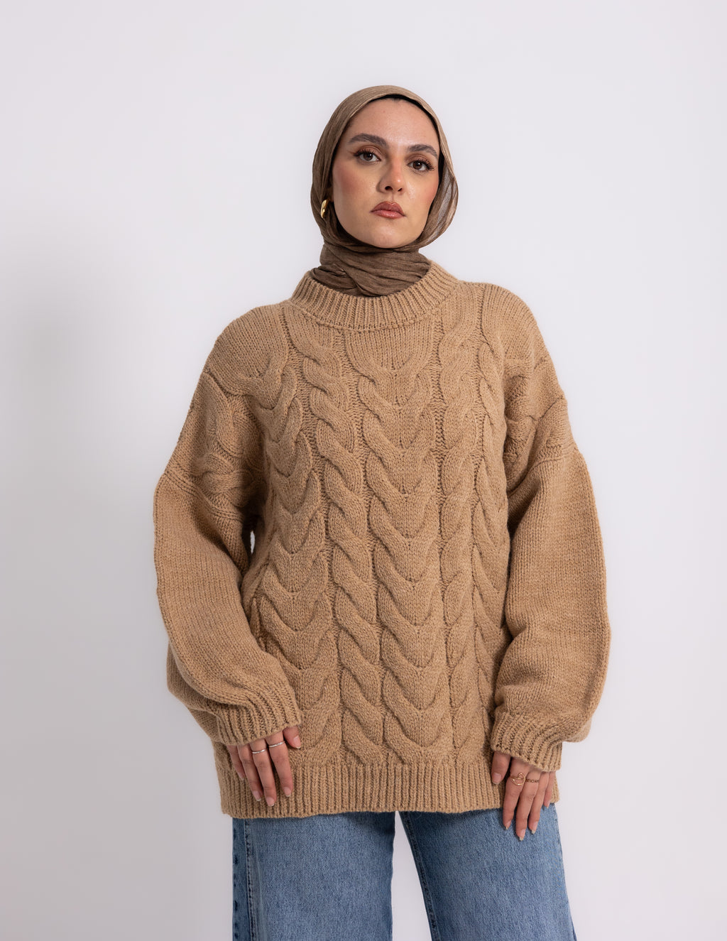 Braided Knyt Pullover — Camel