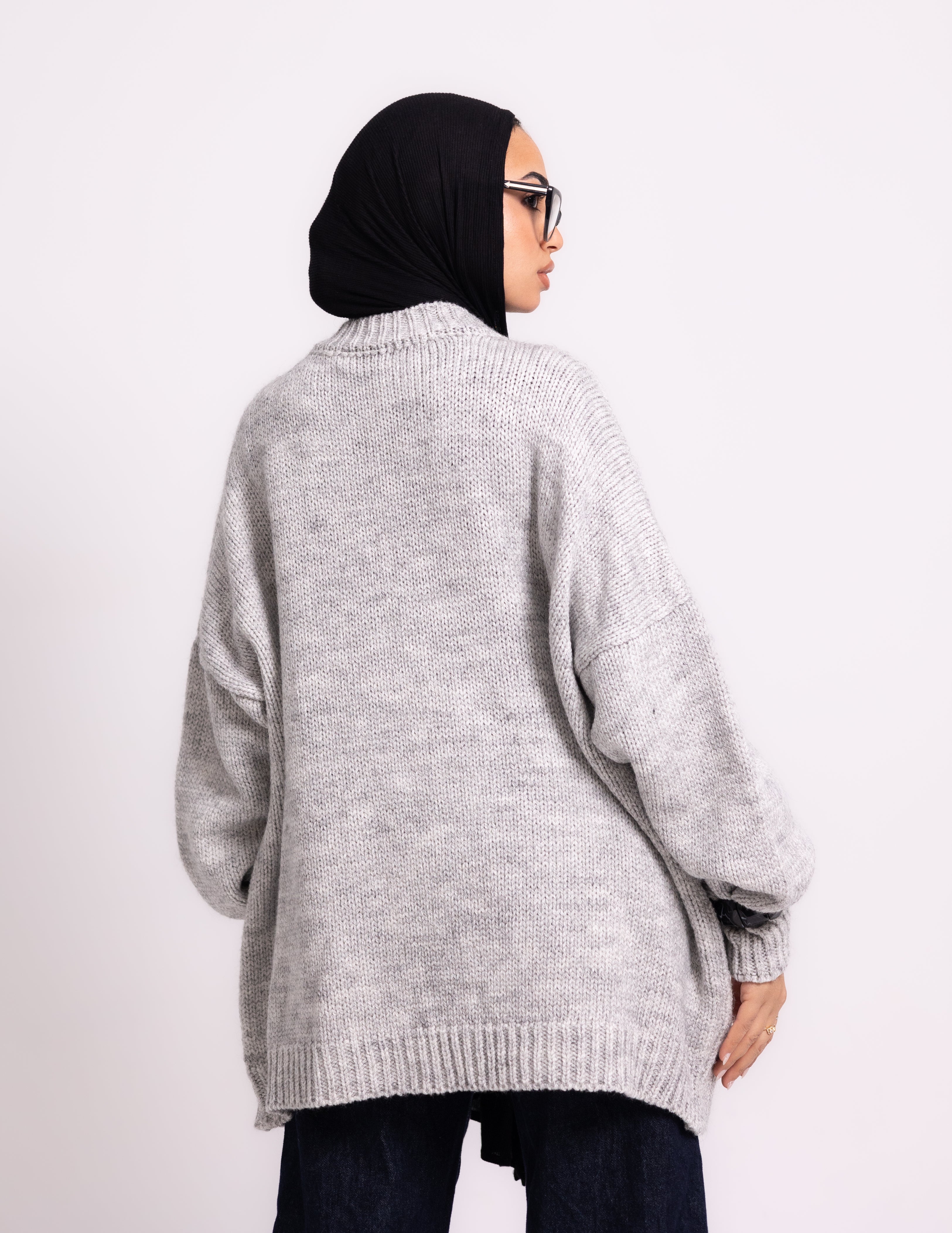 Braided Knyt Pullover — Light Grey