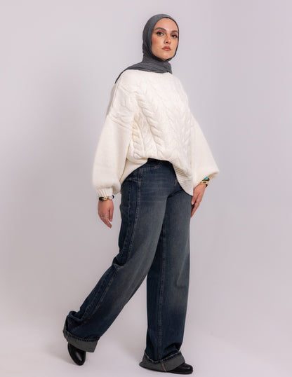 Braided Knyt Pullover — Off-White