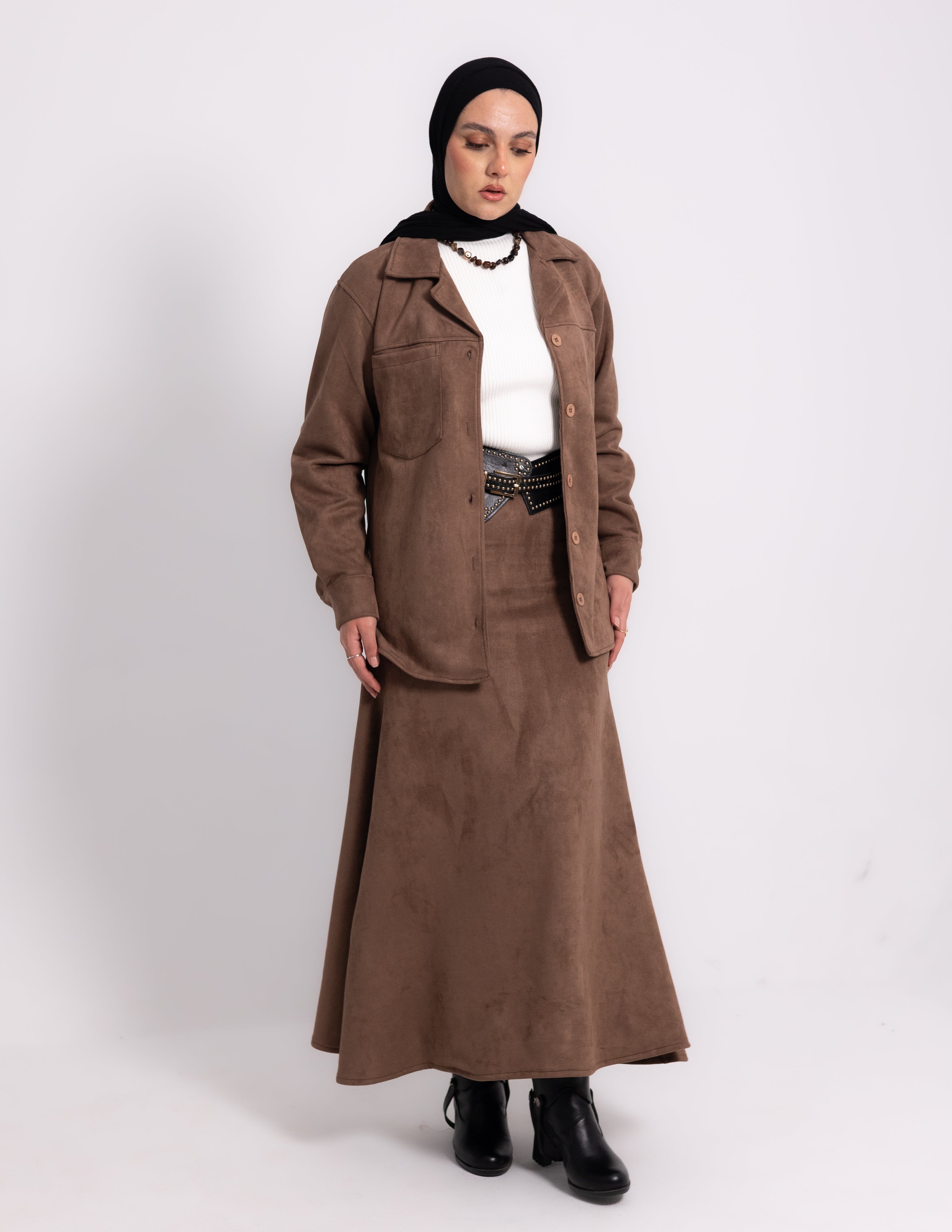 Suede Edit Skirt — Café