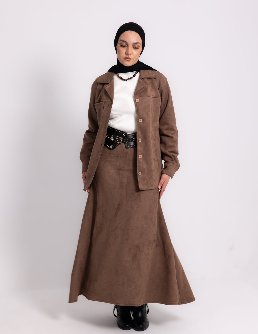 Suede Edit Skirt — Café