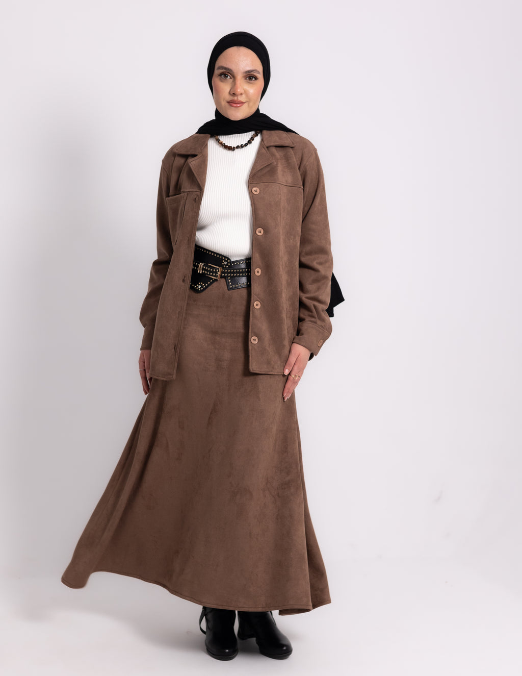 Suede Edit Skirt — Café