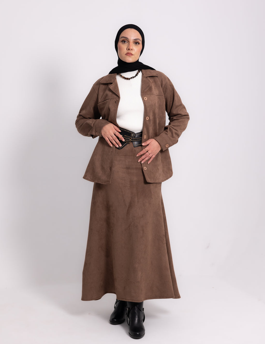 Suede Edit Skirt — Café