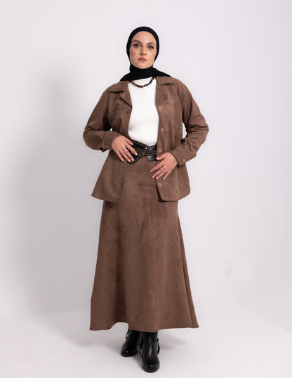 Suede Edit Skirt — Café