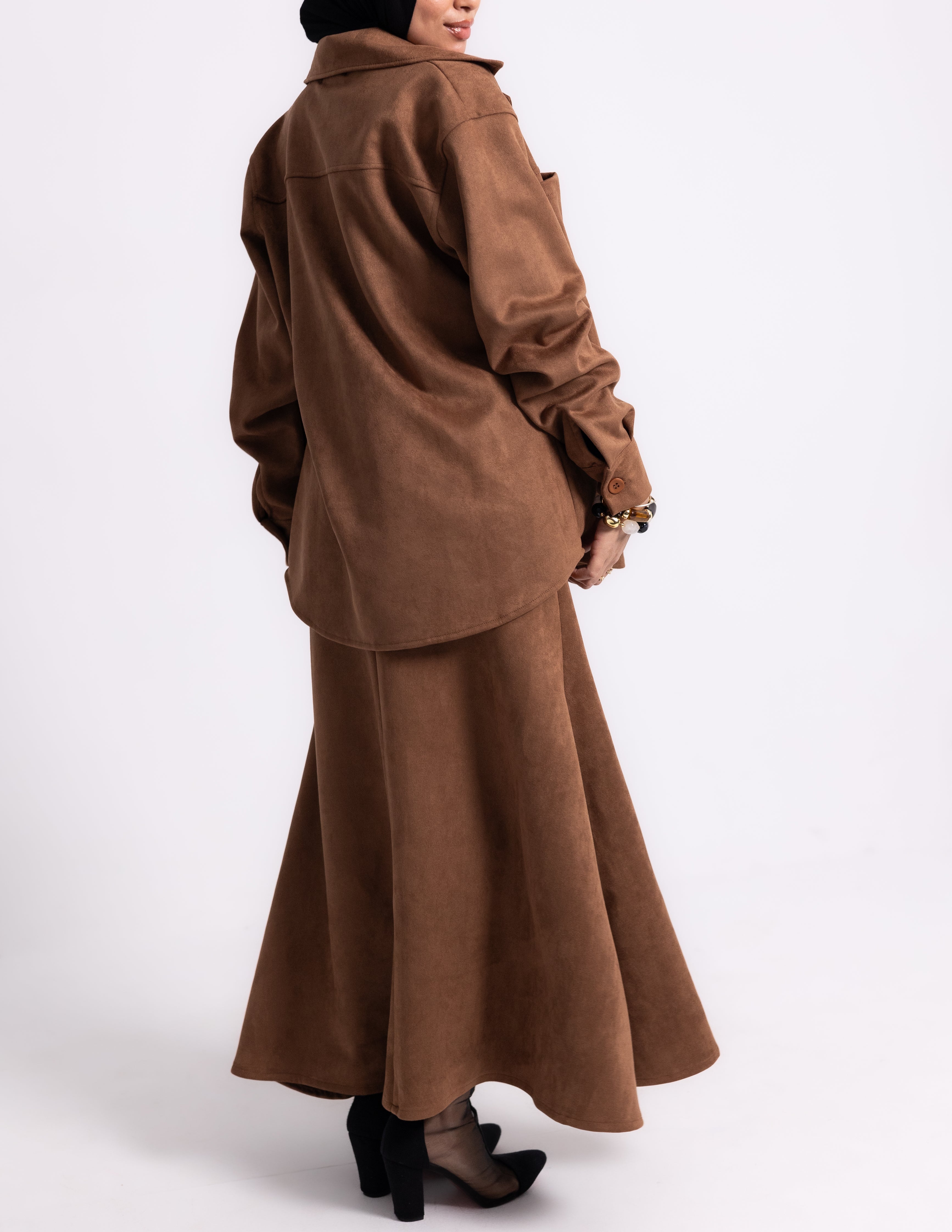 Suede Edit Skirt — Chocolate Brown
