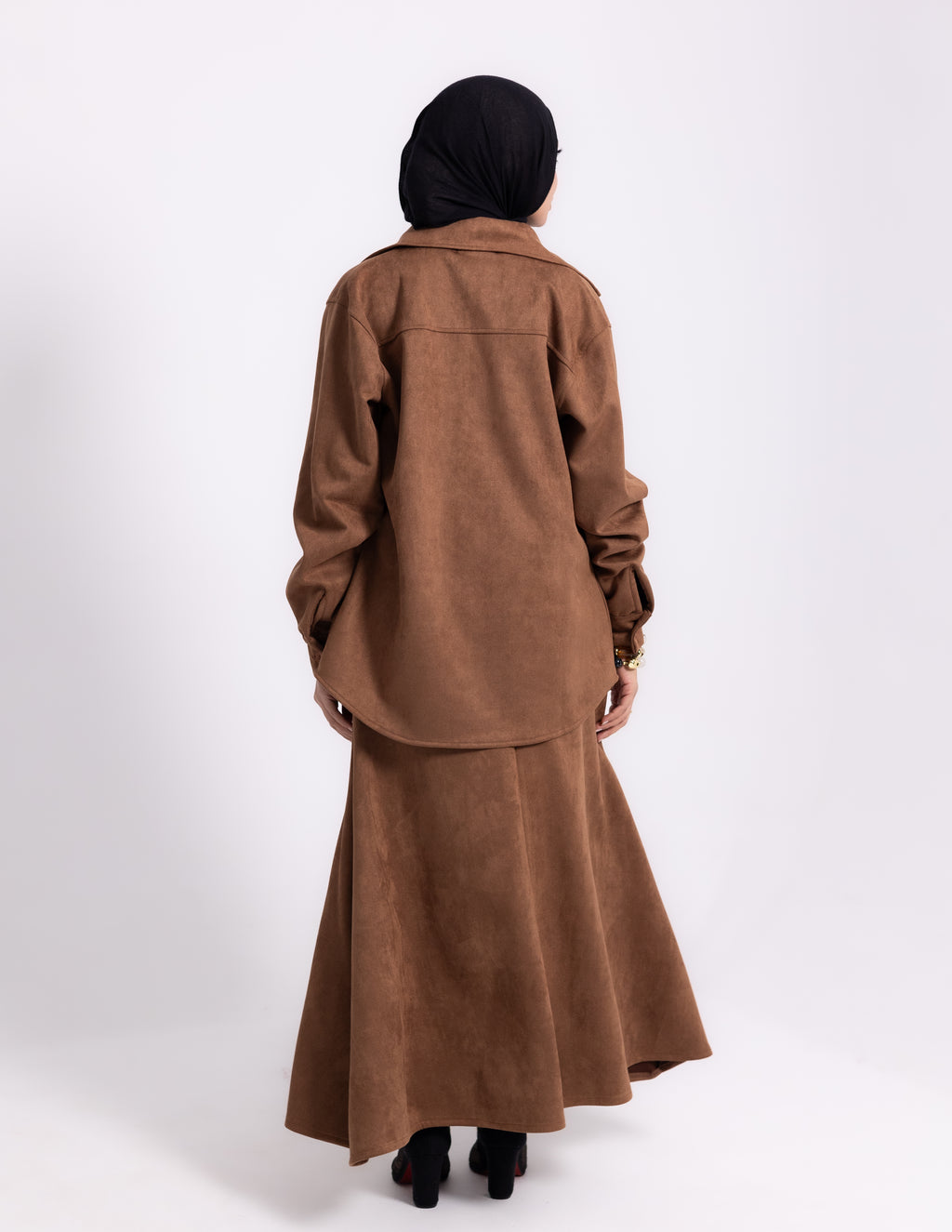 Suede Edit Skirt — Chocolate Brown