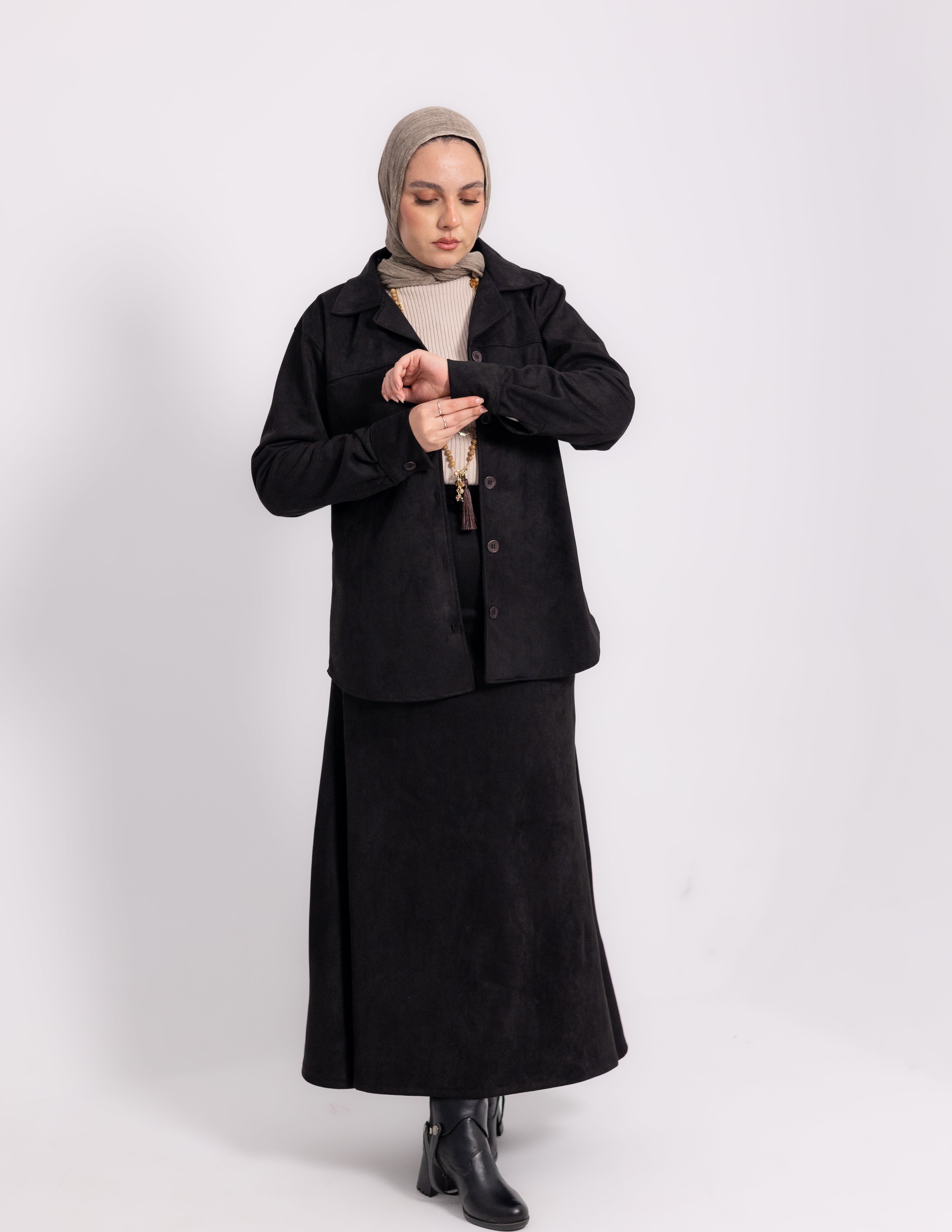 Suede Edit Skirt — Black